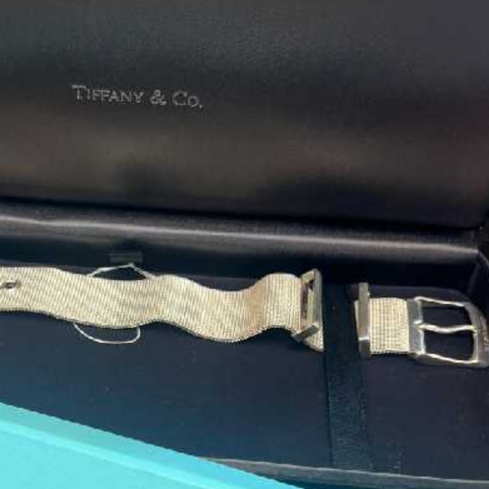 Tiffany & Co. Sterling Silver "Somerset" Mesh Adjustable Buckle Bracelet - Picture 7 of 7